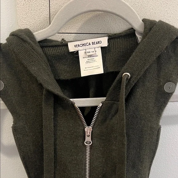 Veronica Beard Olive Green Sleeveless Hoodie Dickey - Picture 2 of 3